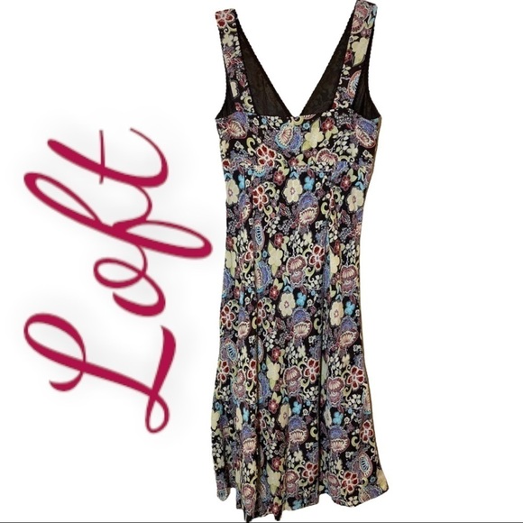 LOFT Boho Floral Sleeveless V-Neck Midi Dress, Size 2 - Picture 3 of 8